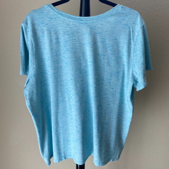 SALE: EDDIE BAUER, Blue, Short Sleeve Tee Shirt, V- Neck, 3X - Picture 2 of 5